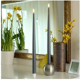 Deluxe Homeart LED Stabkerzen ELLA - Echtwachs - realistische 3D Flamme - H: 38cm - grau - 2 St√ock