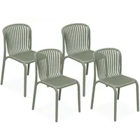 Konsimo® Gartenstuhl, Olivgrün, Kunststoff, 4-Sitzer, 52x82.5x53 cm, Gartenmöbel, Gartenstühle,