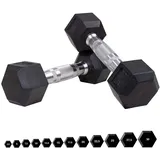 Miweba Sports Hantel-Set Premium Hexagon Kurzhantel Set HGH100 - 7 verschiedene Varianten, (2er-Set, Hantelpaar, Gusseisen-Kern, kreuzgerändelte Struktur, konische Form), Hantelgewichte Gewichte Fitness Sport Hantel Kurzhantel Set schwarz
