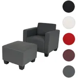 Mendler Modular Sessel Loungesessel mit Ottomane Lyon Kunstleder 58 x 76 x 0 cm Grau