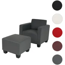 Mendler Modular Sessel Loungesessel mit Ottomane Lyon Kunstleder 58 x 76 x 0 cm Grau