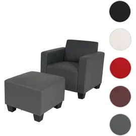 Mendler Modular Sessel Loungesessel mit Ottomane Lyon Kunstleder 58 x 76 x 0 cm Grau