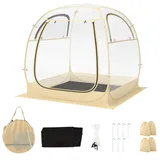 GYMAX Transparentes Zelt, Pop-up-Zelt für 4–6 Personen, durchsichtiges Kuppelzelt, inkl. Tragetasche, Warmer Wintergarten im Winter, Campingzelt für Sportveranstaltungen & Camping (183x183 cm)