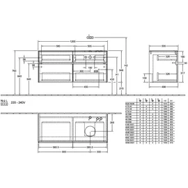 Villeroy & Boch Waschtischunterschrank 4 Auszüge 120 x 54,8 x 50 cm Braun