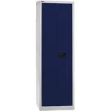 BISLEY Flügeltürenschrank Universal, 4 Fachböden, 5 OH, B 600 mm, Metall, 505 Korpus Lichtgrau, Fronten Oxfordblau, 40 x 60 x 195 cm