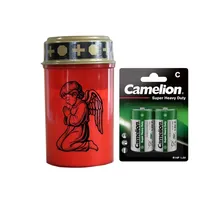 Fachhandel Plus Grabkerze LED Grablichter mit Batterien - verschiedene Motive in rot und weiß, inkl. Batterien sind die LED Grabkerzen sofort einsatzbereit rot