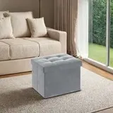 Sitzbank mit Stauraum aus Samt, klappbare Sitztruhe, Aufbewahrungsbox mit Deckel