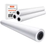 Vevor Großformatpapier Plotterpapier 45,7 m x 915 mm 4 Rollen CAD-Bond-Rollen mit 50,8 mm Kern, Zeichenrollen für CAD-Zeichnungen, technische Pläne, GIS-Karten und Architekturentwürfe Weiß