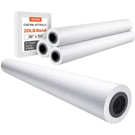 Vevor Großformatpapier Plotterpapier 45,7 m x 915 mm 4 Rollen CAD-Bond-Rollen mit 50,8 mm Kern, Zeichenrollen für CAD-Zeichnungen, technische Pläne, GIS-Karten und Architekturentwürfe Weiß