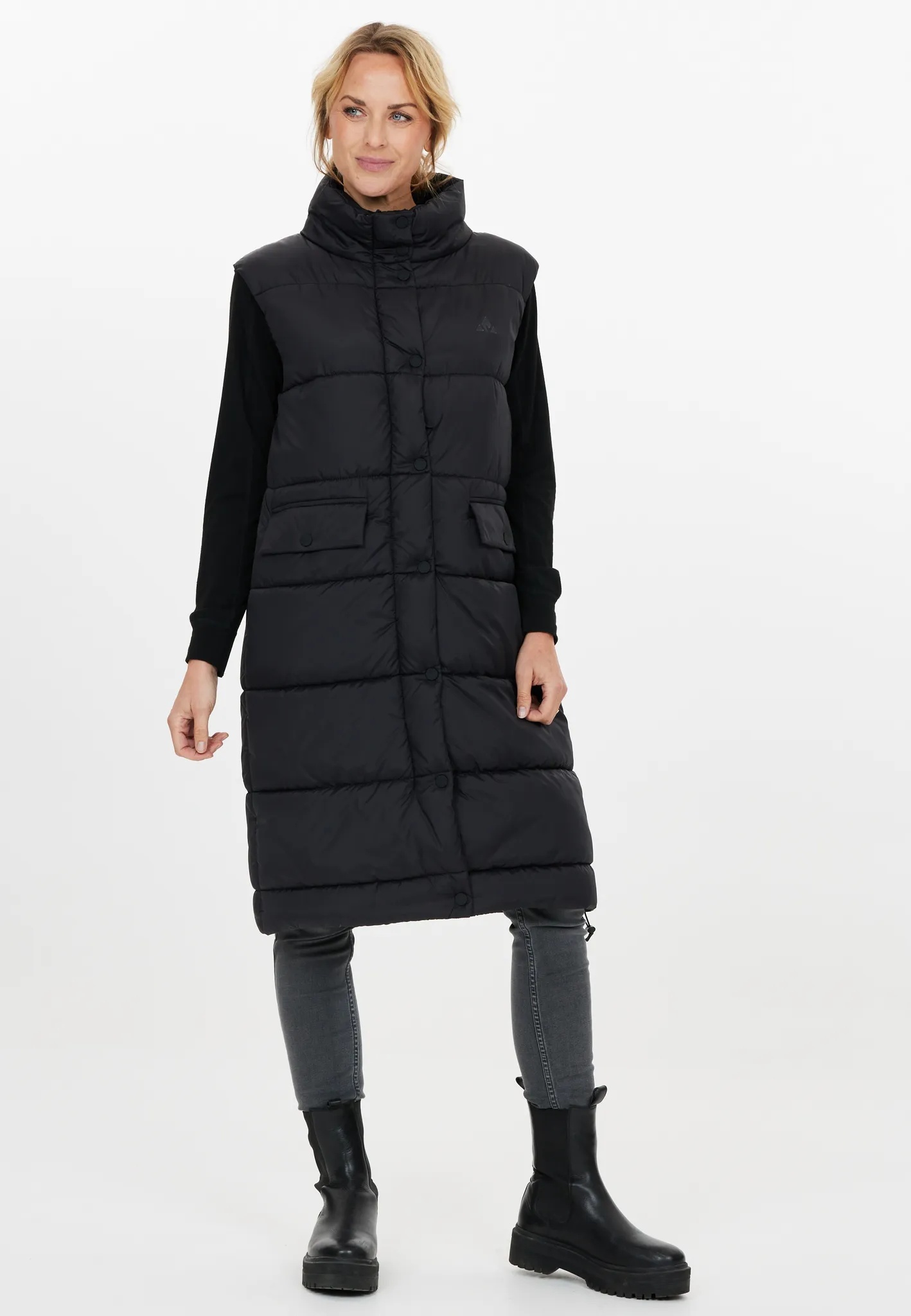 Steppweste WHISTLER "Amaretto" Gr. 38, schwarz Damen Westen Steppwesten in langem Schnitt