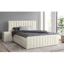 INOSIGN Boxbett INOSIGN "Effy inkl. Bettkasten und Topper, erhältlich in der Breite 180x200cm", beige (cream), B:203cm L:217cm, Holz teilmassiv, Holzwerkstoff, Spanplatte, Komplettbetten, verschiedene Härtegrade wählbar