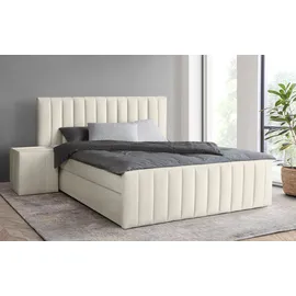 INOSIGN Boxbett INOSIGN "Effy inkl. Bettkasten und Topper, erhältlich in der Breite 180x200cm", beige (cream), B:203cm L:217cm, Holz teilmassiv, Holzwerkstoff, Spanplatte, Komplettbetten, verschiedene Härtegrade wählbar