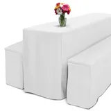 Beautissu Biertischhusse Weiß, Textil, 50x220 cm, Esszimmer, Tische