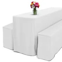 Beautissu Biertischhusse Weiß, Textil, 50x220 cm, Esszimmer, Tische