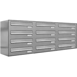 AL Briefkastensysteme 12 Fächer Premium Edelstahl Durchwurf Briefkasten Anlage für Post Post A4, modern, robust, wetterfest, Artikelnummer: 132V12DZ3