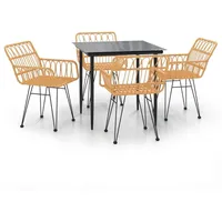 5-tlg. Garten-Essgruppe Poly Rattan - Braun/Schwarz