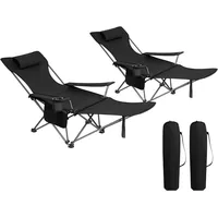 Woltu Campingstuhl 2er Set Schwarz