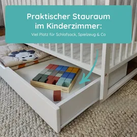 Kids Collective Babybett Kinderbett Gitterbett 60x120 höhenverstellbar & herausnehmbare Sprossen, | weiss sehr stabil Europe - weiß