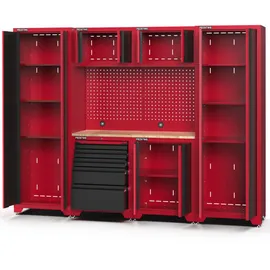 feistos Werkstatteinrichtung Novo 2 Metall Werkstattschrank schwarz | rot 45,7x264x198cm