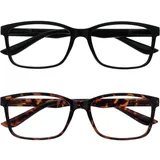 The Reading Glasses Company Die Lesebrille Unternehmen Schwarz & Braune Schildpatt Leser Wert 2er-Pack Groß Herren RR83-12 +1,00