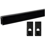 Gedotec Kleiderstange Schrank 200cm oval aus Aluminium | 1 Set Kleiderstange Wandmontage Schwarz | DESIGN EDGE | Schrankstange 30 x 18 mm | mit 2x Halterung und Schrauben | Schrankrohr 2000mm