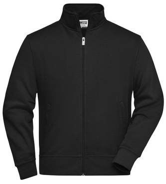 Workwear Sweat Jacket Sweat-Jacke mit Stehkragen und Reißverschluss schwarz, Gr. XS