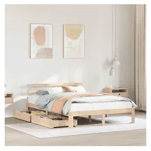 vidaXL Massivholzbett 120 x 200 cm Beige