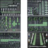 Profi Werkstattwagen Einlagen grün Werkzeugeinlagen 520x400mm bestückt 6 Stück