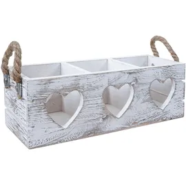 Mendler 2er-Set Dekokiste HWC-C26, Aufbewahrungsbox, 2 Griffe Indoor Paulownia shabby weiß, 10x10x30cm