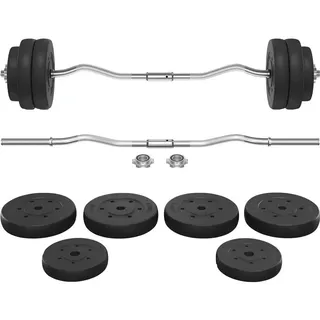 Yaheetech Langhantel 25 kg SZ Curlset Hantel-Set schwarz