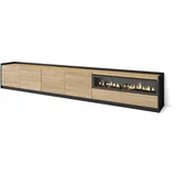 SKRAUT HOME Lowboard 310x50x37 cm Eiche Schwarz Holzwerkstoff