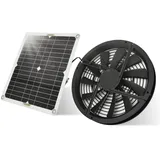 Ejoyous Solarpanel Lüfter Kit, 100 W Wasserdichter Solarlüfter Solarbetriebener Ventilator Runder Solarpanel Abluftventilator für Gewächshäuser Haustierhäuser Schuppen Hühnerställe Hundehütten