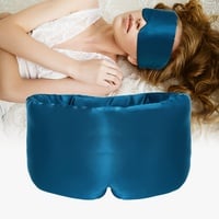 ATreebag Seide Schlafmaske für Frauen und Herren, 100% Hautfreundlich Seide Augenmaske, Große Nachtmaske mit einstellbarem Klettband zu Hause und Auf Reisen (Pfauenblau) 1 Stück