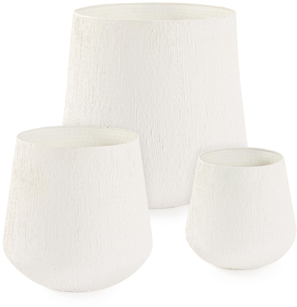 Outdoor-Vase Kenar 3er-Set aus Metall, Weiß