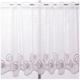 SCHÖNER LEBEN. Stoff Scheibengardinen Meterware nähfrei Stickerei Voile weiß 60cm Höhe, bestickt beige|weiß