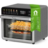 TurboTronic by Z-Line Minibackofen Dörrer und Pizzaofen 40-350°C - 16in1 Multifunktionsofen 34L AirFryer, 2200W Power Heißluftofen Heißluftfritteuse Dörrgerät Pizza New York silberfarben