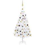 vidaXL Künstlicher Weihnachtsbaum mit LEDs Kugeln Weiß 150 cm PVC Modell 1