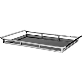 Fink Tablett PIANO 36 x 61 cm Edelstahl /Glas - 2 Jahre Gewährleistung - mind. 14 Tage Rückgaberecht - Schwarz,Silber