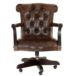 Bürostuhl Chesterfield Court aus echtem Rindsleder Whisky