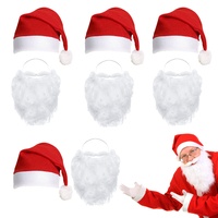Weihnachtsmütze und Lustiger Weihnachtsmann Bart,Wiederverwendbare Gesichtsmaske mit Bart,Weihnachtsmütze für Männer und Frauen Verkleidung Weihnachtsmann/Weihnachten Zubehör