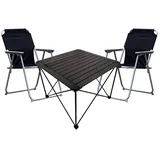 Mojawo 3teiliges Campingmöbel Set Campingtisch Campingstuhl L70xB70xH56cm - Schwarz