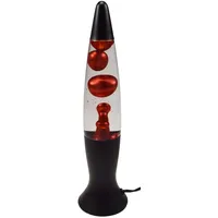 ChiliTec Lavalampe Wachslampe RED METAL 40cm 1,5m Kabel mit Schalter Tischleuchte Stimmungslicht Metallic Rot Schwarz