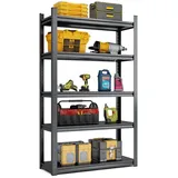 MODFU Schwerlastregal Rostfreier Stahl, Verstellbare Metallböden, Metallregal, Holzfreies Design 1-tlg., für Werkzeug, Reifen & Lagermaterialien schwarz 120 cm x 198 cm x 45.7 cm