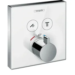 Thermostat Unterputz ShowerSelect Glas 2 Verbraucher weiss/chrom