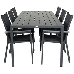 Ebuy24 Break Gartenset Tisch 90x205cm schwarz, 6 Stühle schwarz.