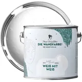 MissPompadour Edelmatte Wandfarbe Weiß mit Weiß 2,5L Hochdeckend Spritzfrei