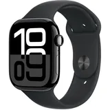 Apple Watch Series 10 Aluminiumgehäuse (GPS + Cellular) 46mm Diamantschwarz (Sportarmband schwarz) S/M