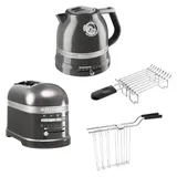 KitchenAid Artisan Toaster 5KMT2204 medaillon silber inkl. Brötchenaufsatz + Wasserkocher