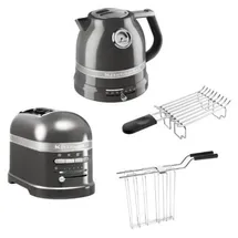 KitchenAid Artisan Toaster 5KMT2204 medaillon silber inkl. Brötchenaufsatz + Wasserkocher