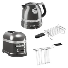 KitchenAid Artisan Toaster 5KMT2204 medaillon silber inkl. Brötchenaufsatz + Wasserkocher